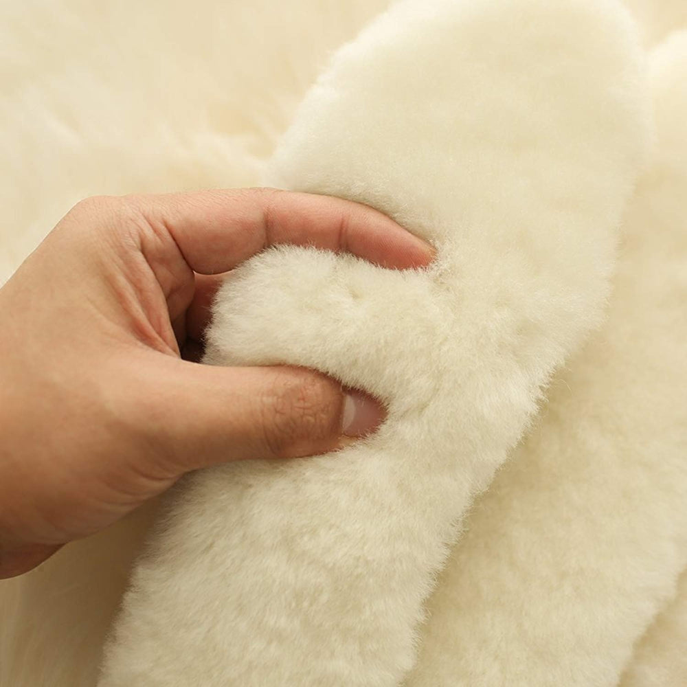 Warmore Australian sheepskin insoles top view shows plush texture for cozy wear