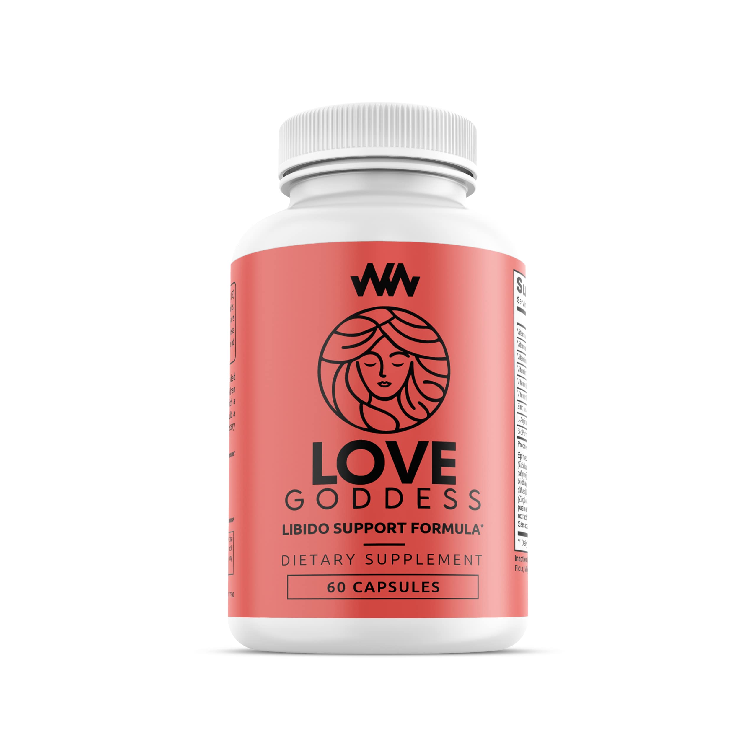 Warped Wellness Love Goddess bottle front shows Miura Puama blend for female arousal support