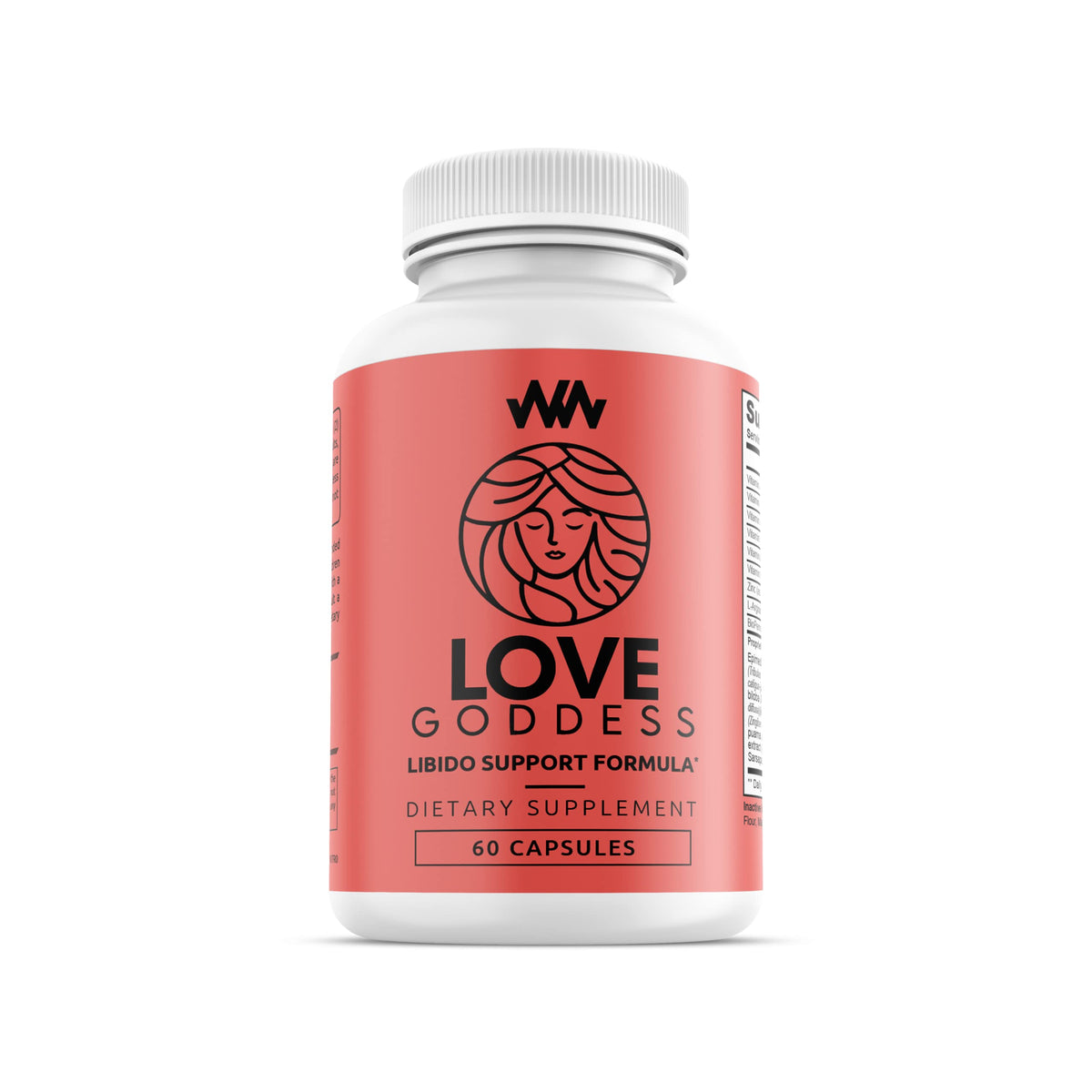 Warped Wellness Love Goddess bottle front shows Miura Puama blend for female arousal support