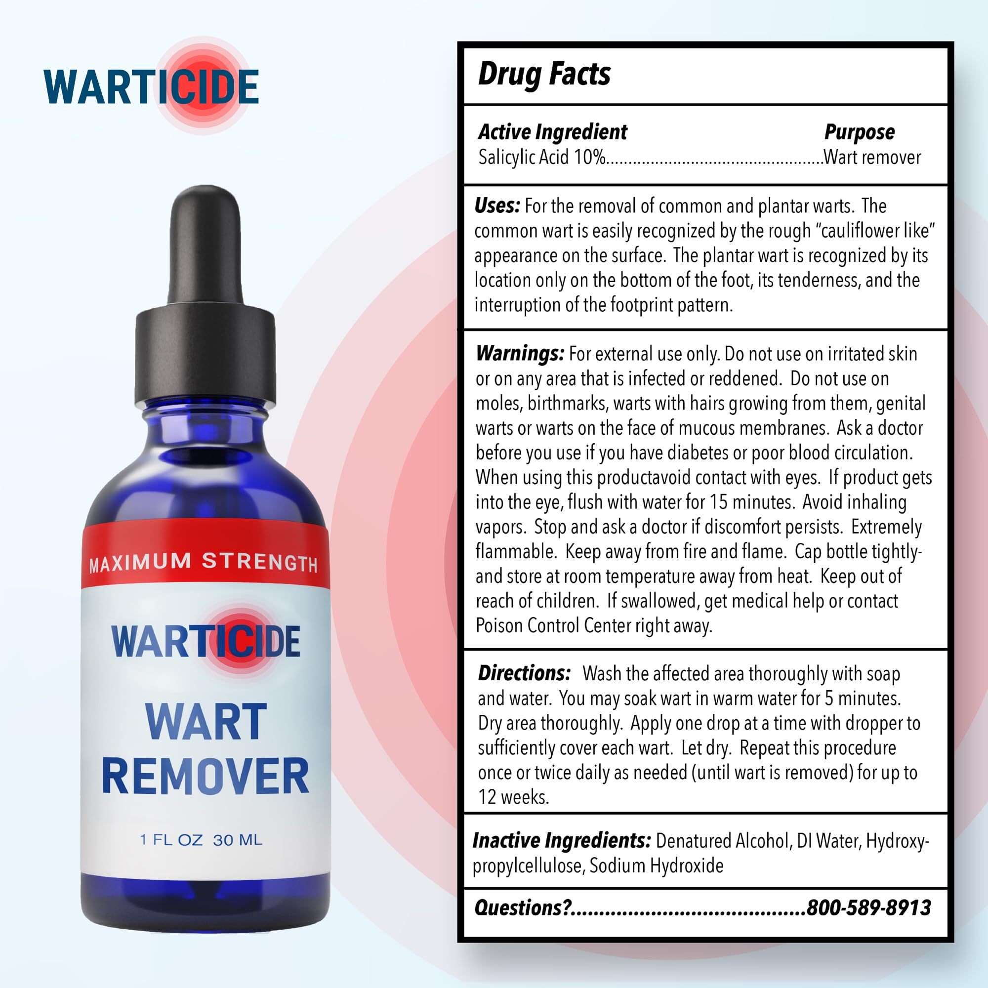 Warticide gel clings to skin for better absorption during use.