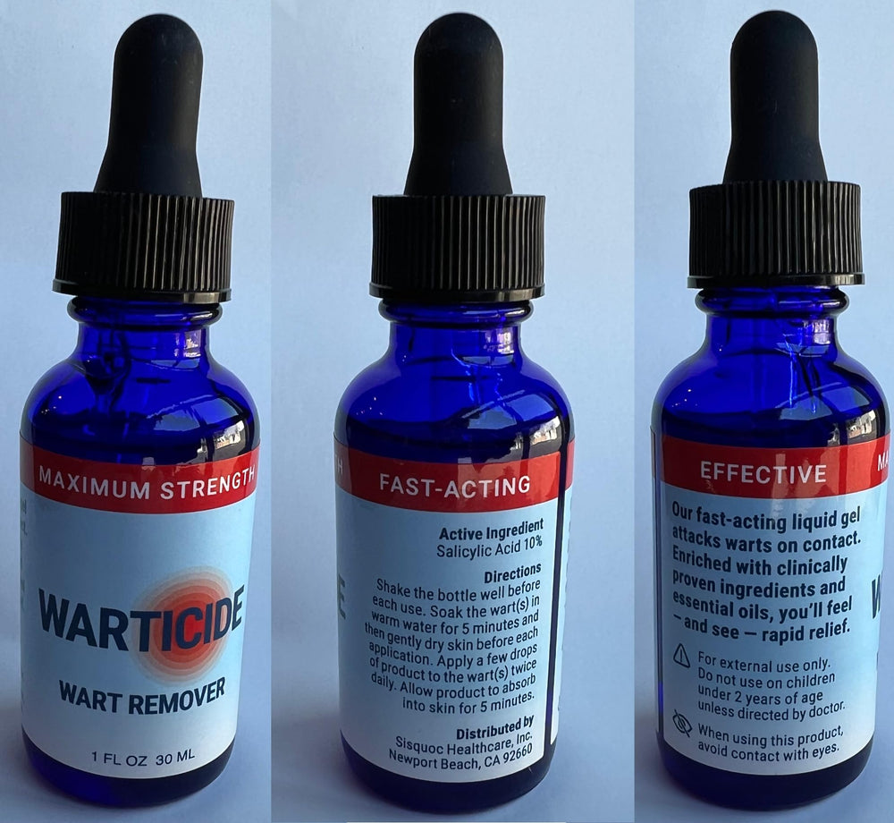 Warticide made in USA facility branding and packaging.