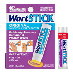 WartStick maximum-strength salicylic acid stick applied to plantar wart for fast, painless treatment.