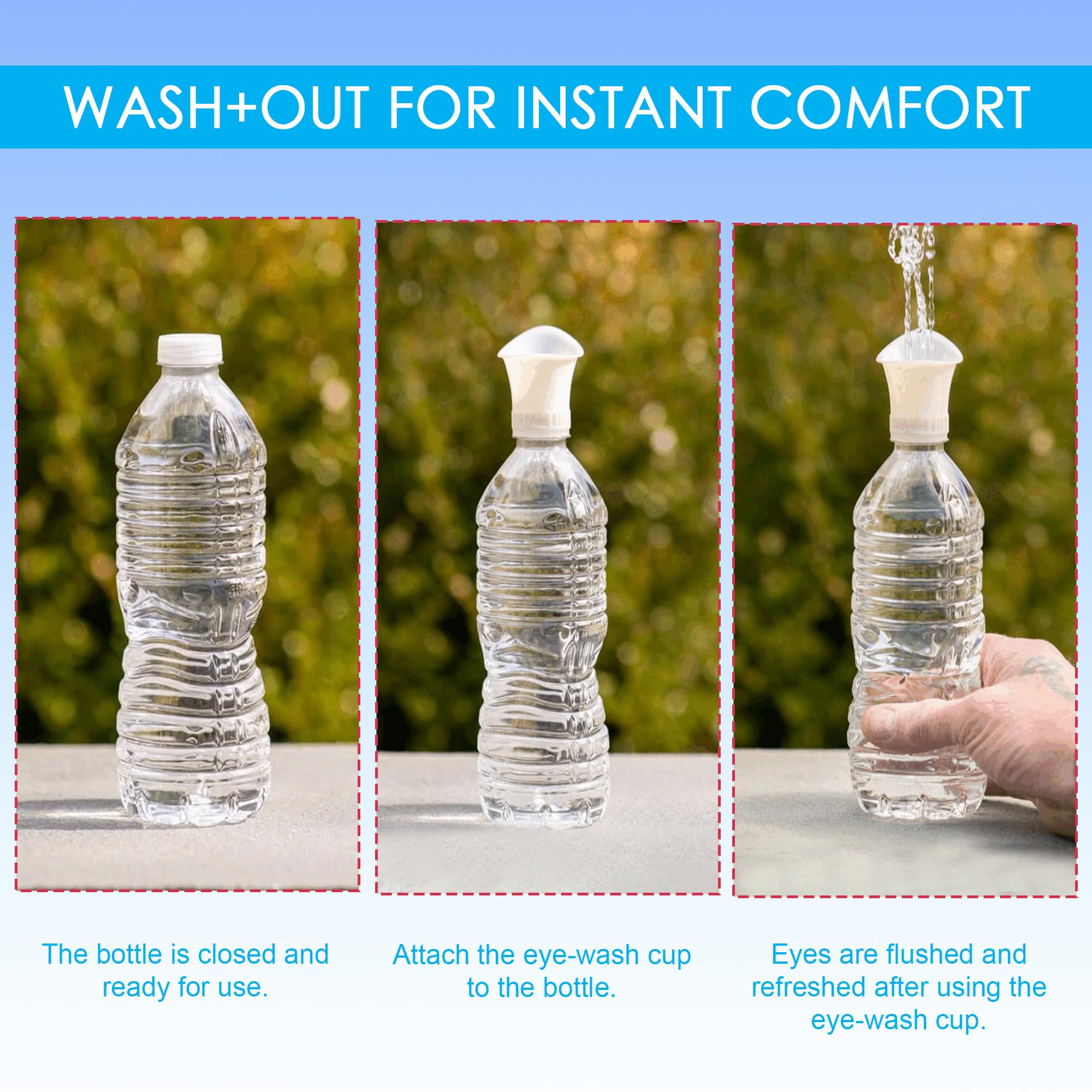 Wash+Out Eye Wash Cup in gym bag ready for quick rinse.