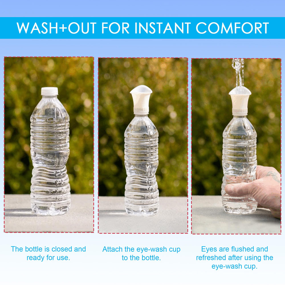Wash+Out Eye Wash Cup in gym bag ready for quick rinse.