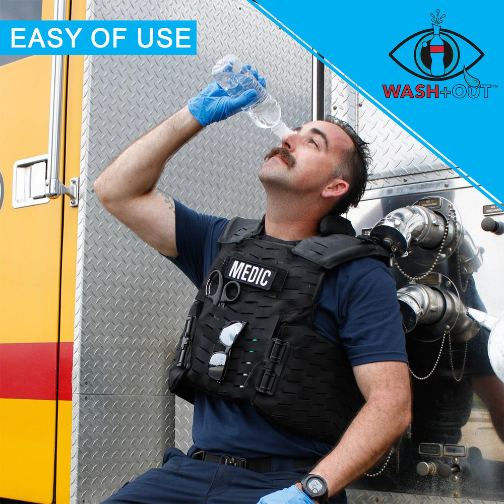 Wash+Out Eye Wash Cup in a travel kit for quick eye flush anywhere.