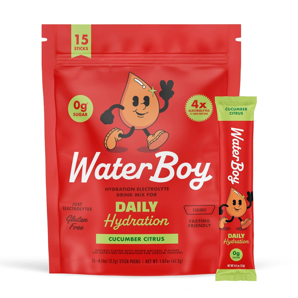 Waterboy Daily Hydration stick packet ready for on-the-go hydration