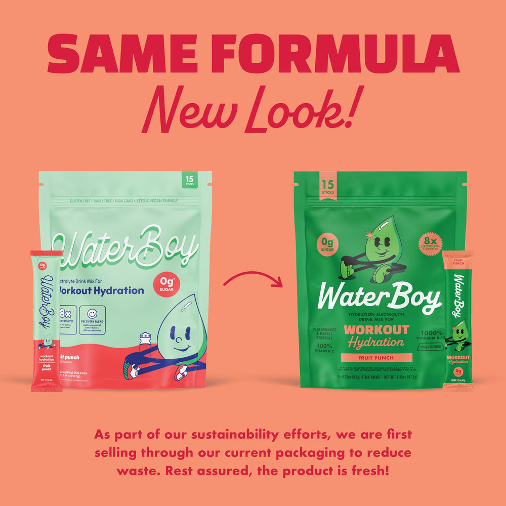 Waterboy Fruit Punch stick prep and mix for quick flavored hydration