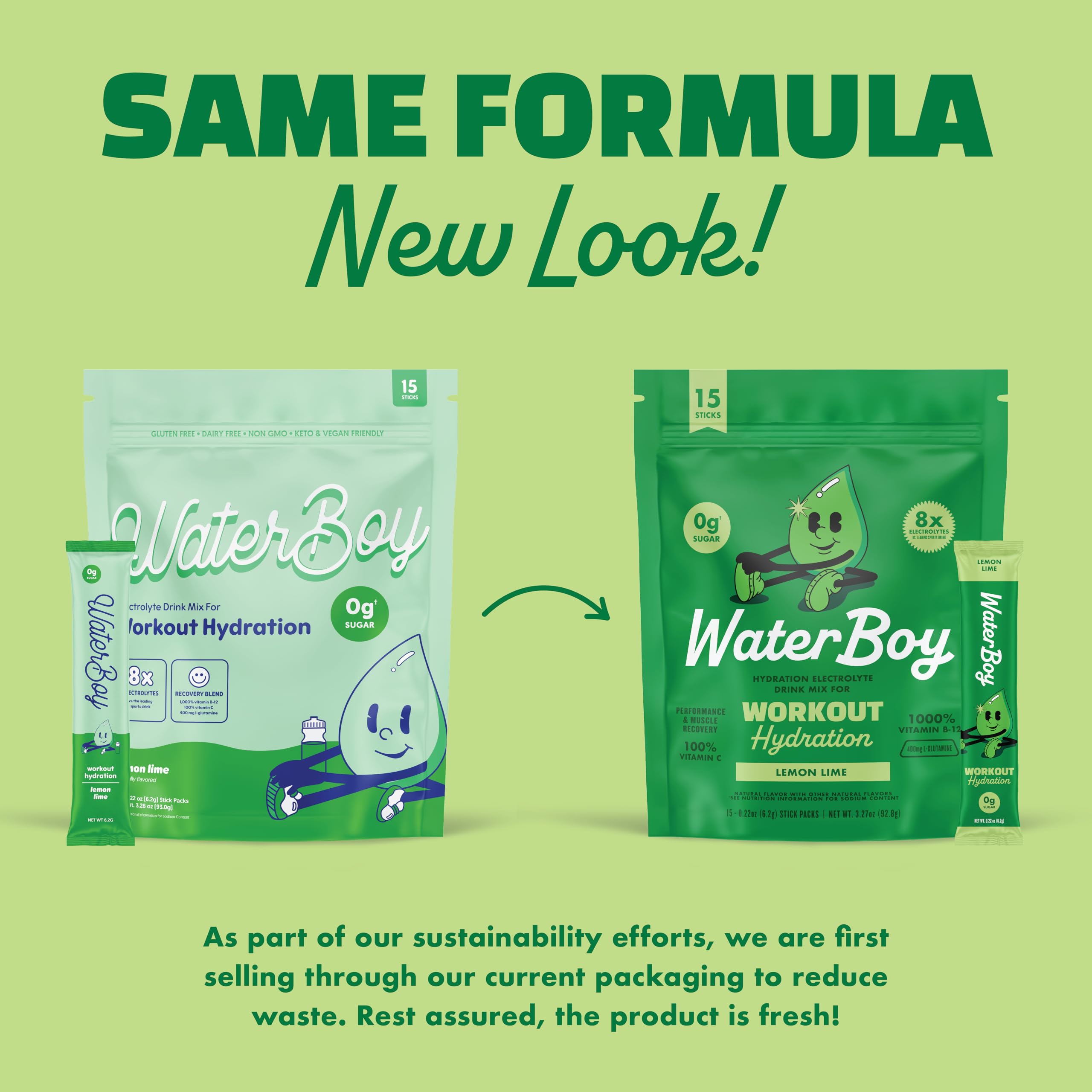 Waterboy Lemon Lime powder dissolving in water for refreshing hydration