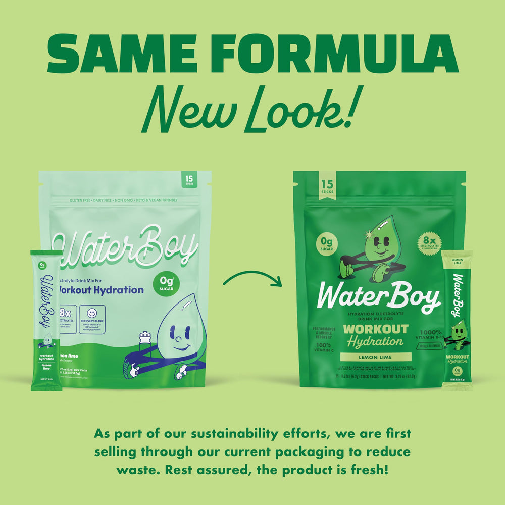 Waterboy Lemon Lime powder dissolving in water for refreshing hydration