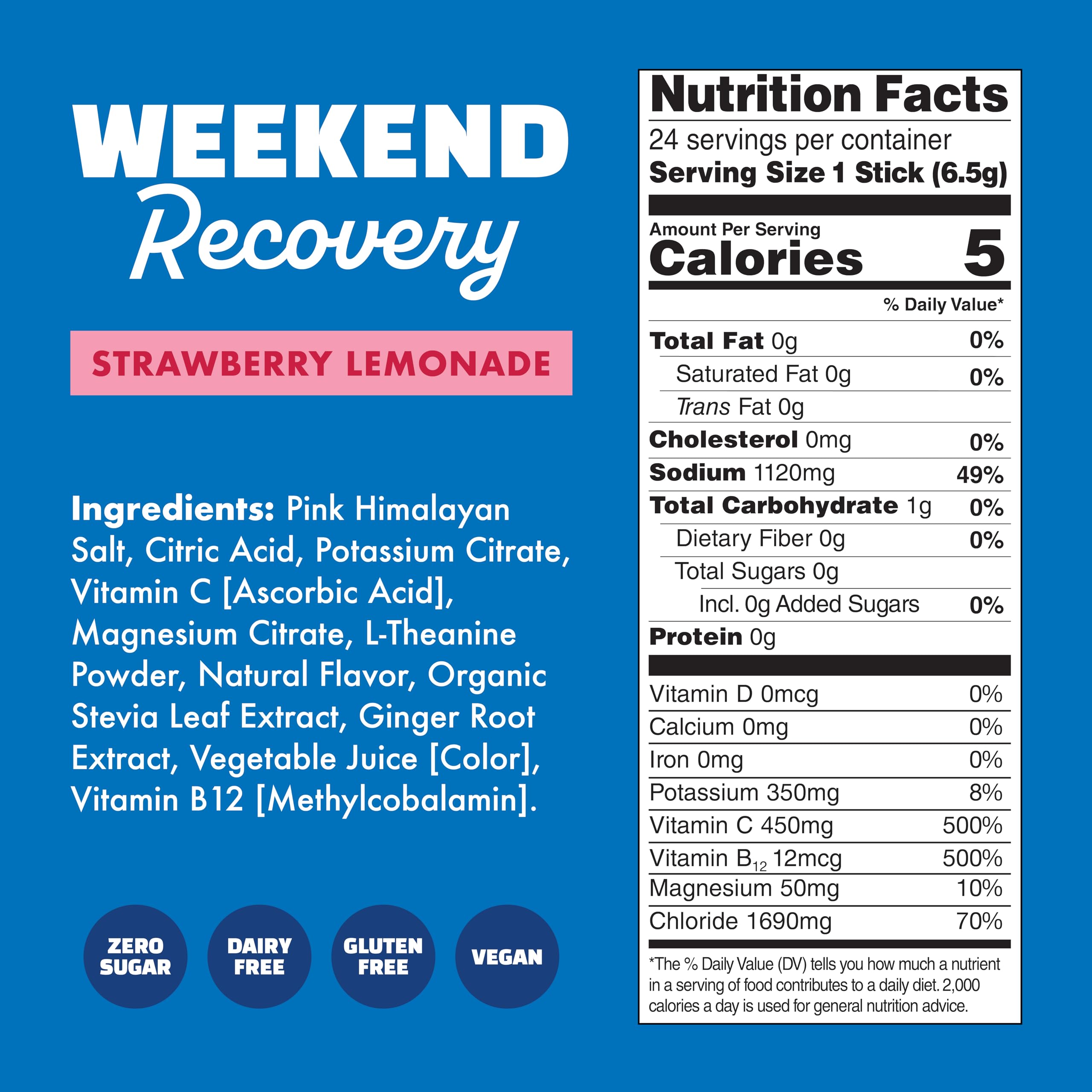 Waterboy Weekend Recovery lemon lime flavor packet for bright electrolyte refreshment.