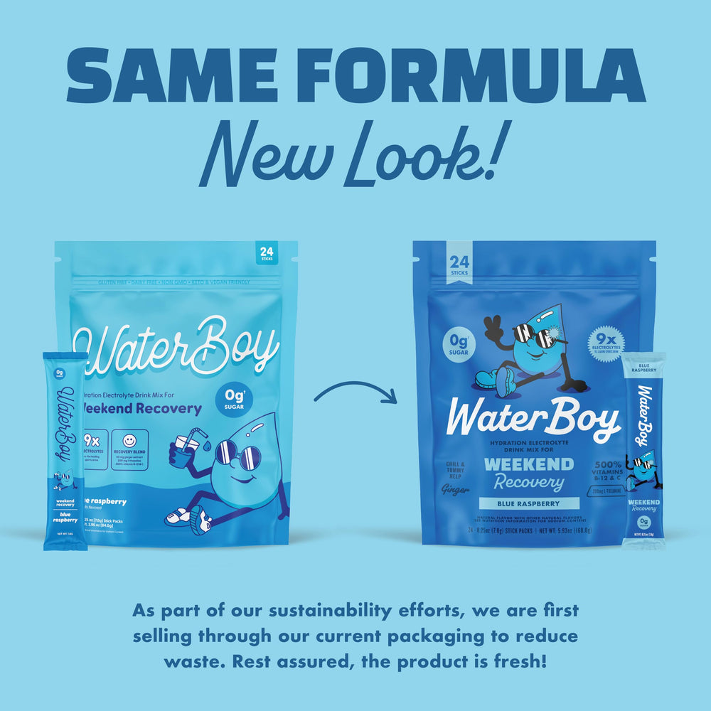 Ginger and L-Theanine components shown in Waterboy Weekend Recovery