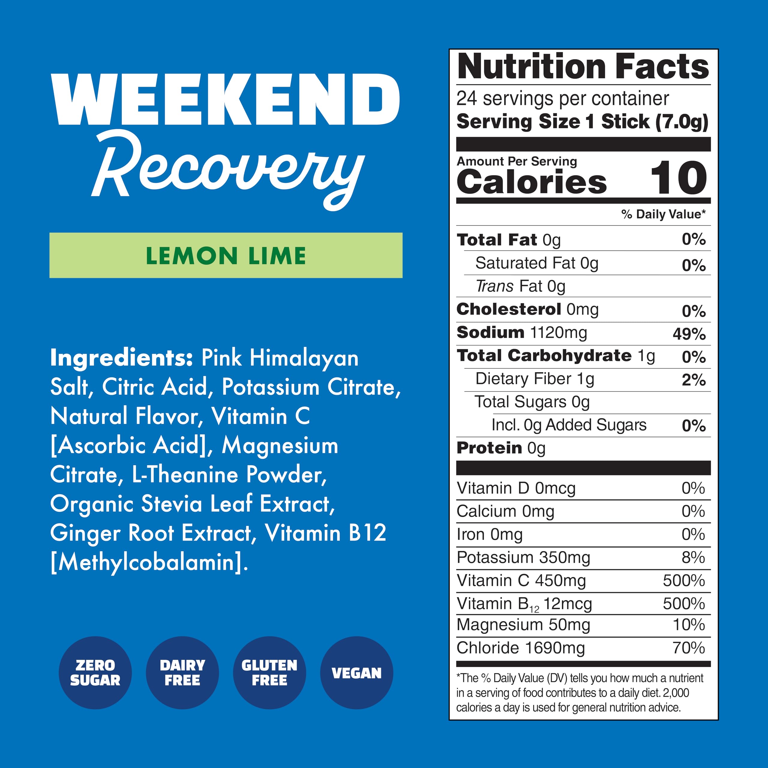 Waterboy Weekend Recovery label detail showing zero sugar and all-natural ingredients.