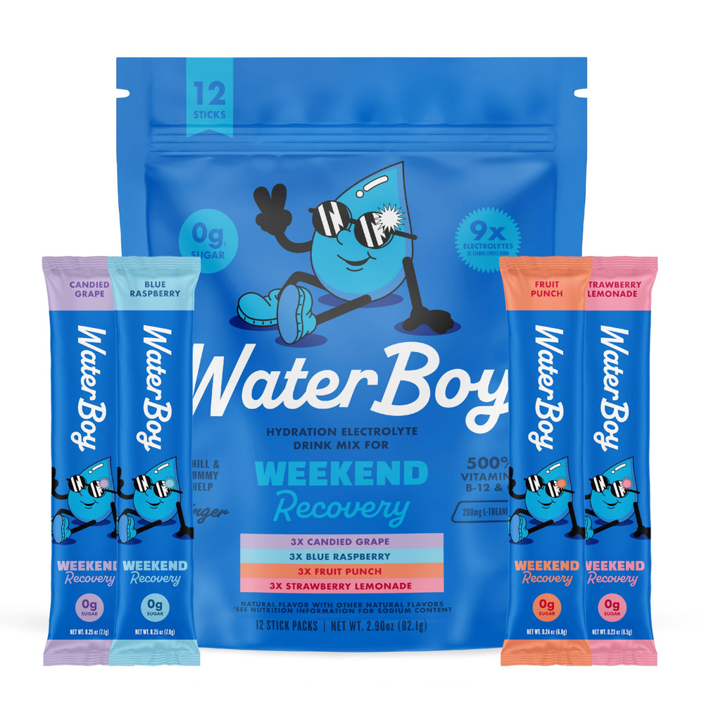 Waterboy Weekend Recovery ginger-sticks highlight portable hydration