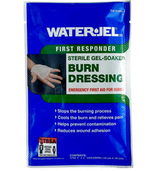 Water-JEL burn dressing 4x4 inch pack for fast cooling and pain relief on minor burns.