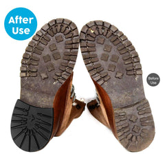 Watris Veiyi heel pad installed on boot demonstrates easy replacement and added protection.