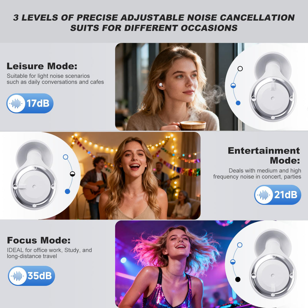 WAVEL ear plugs in entertainment mode mute crowds at concerts or movies.