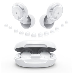 WAVEL ear plugs in leisure mode reduce ambient noise for calm cafe sessions.