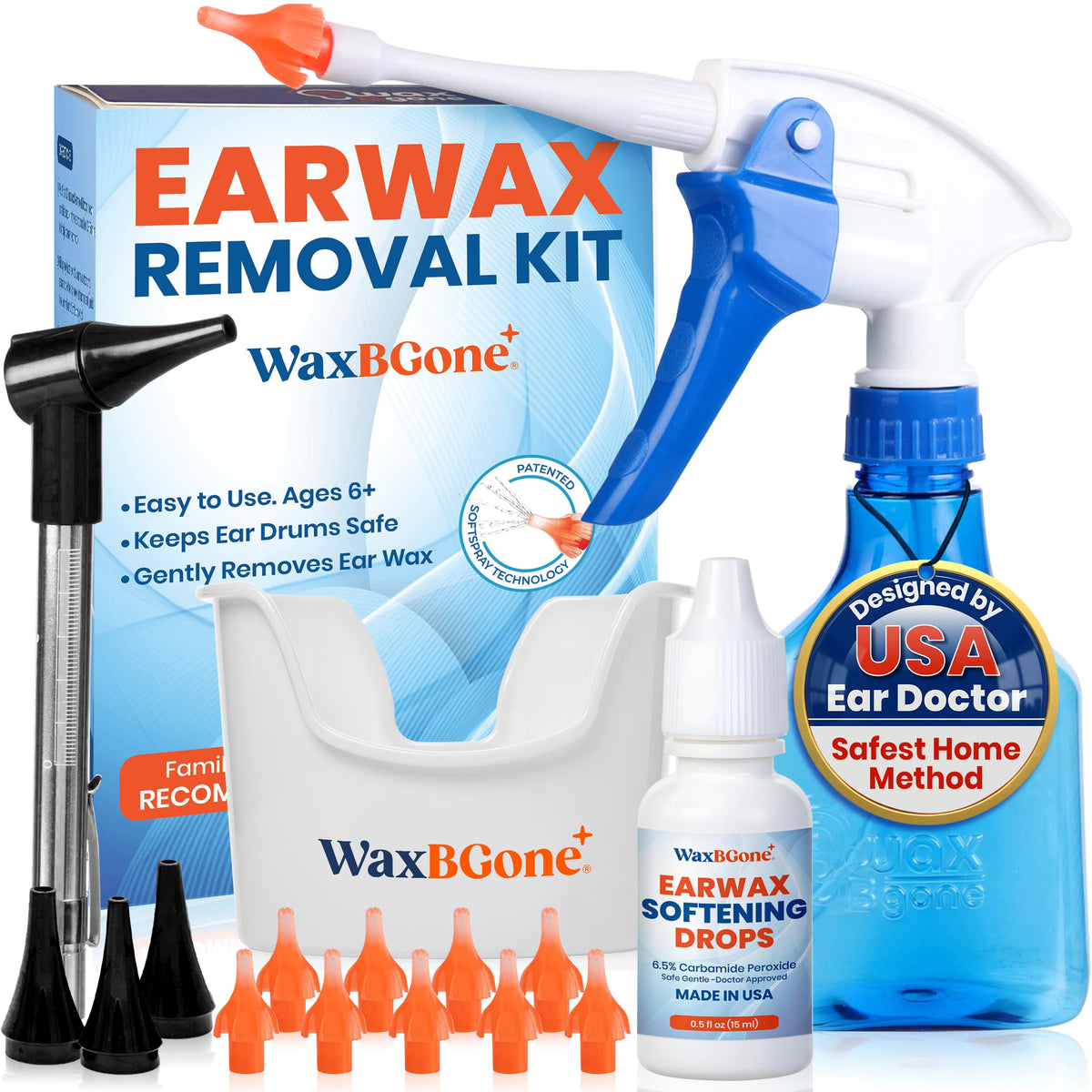 WaxBGone ear wax removal kit for at-home cleaning and inspection.