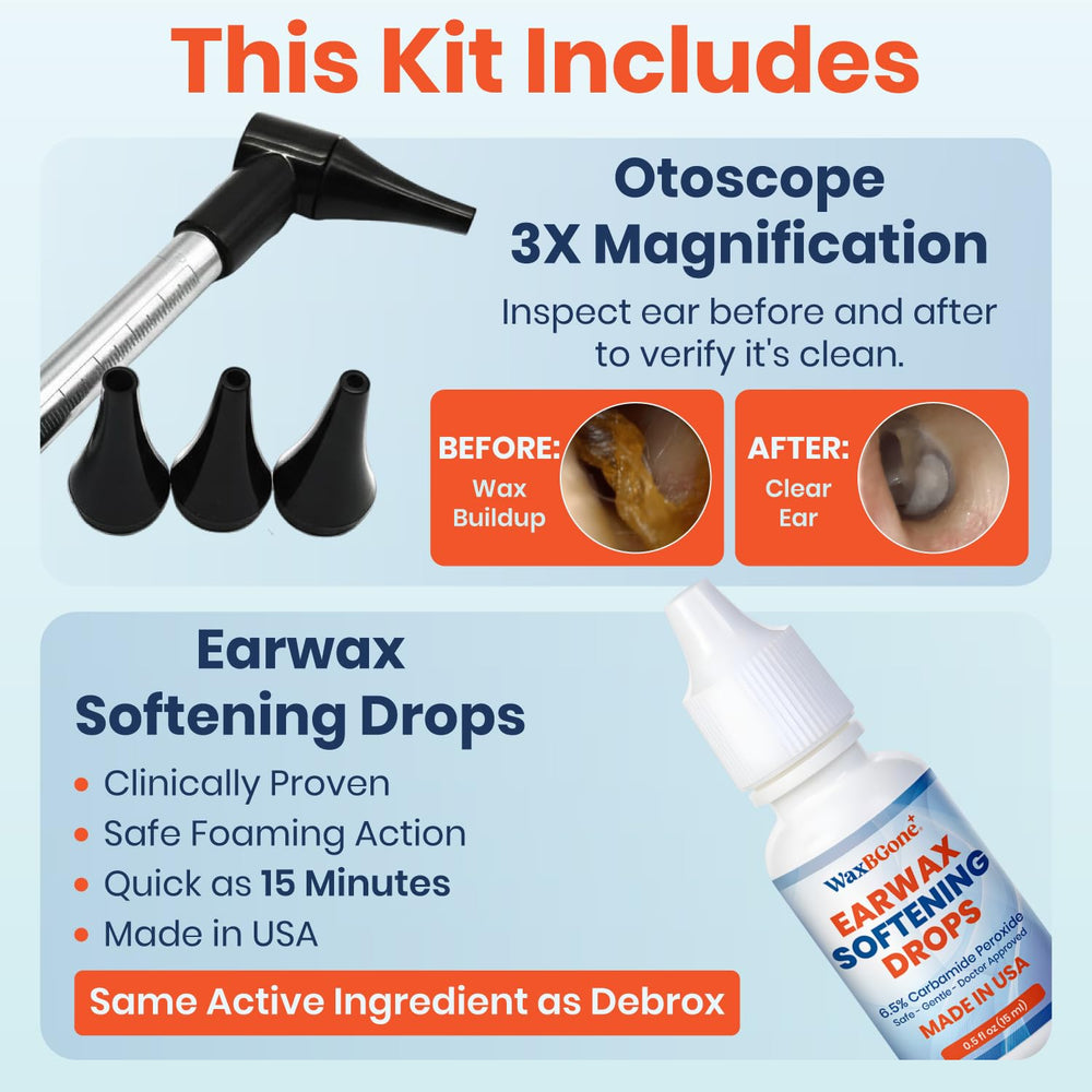 WaxBGone otoscope view to inspect ear canal before cleaning.