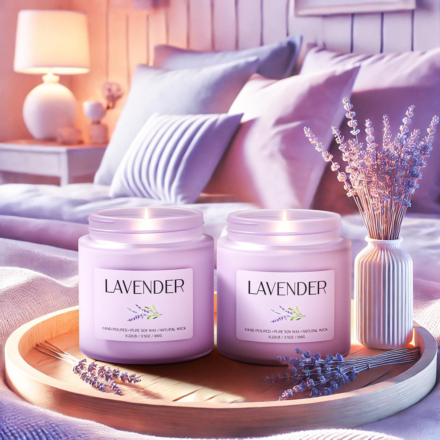 Waxcanpy Lavender Candle gift-set in decorative packaging.