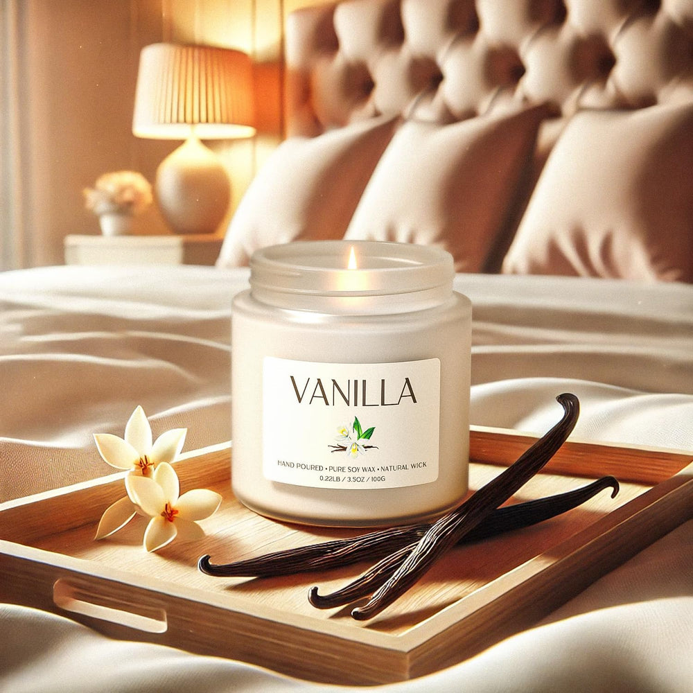 Waxcanpy vanilla candle room ambiance for relaxing spaces.