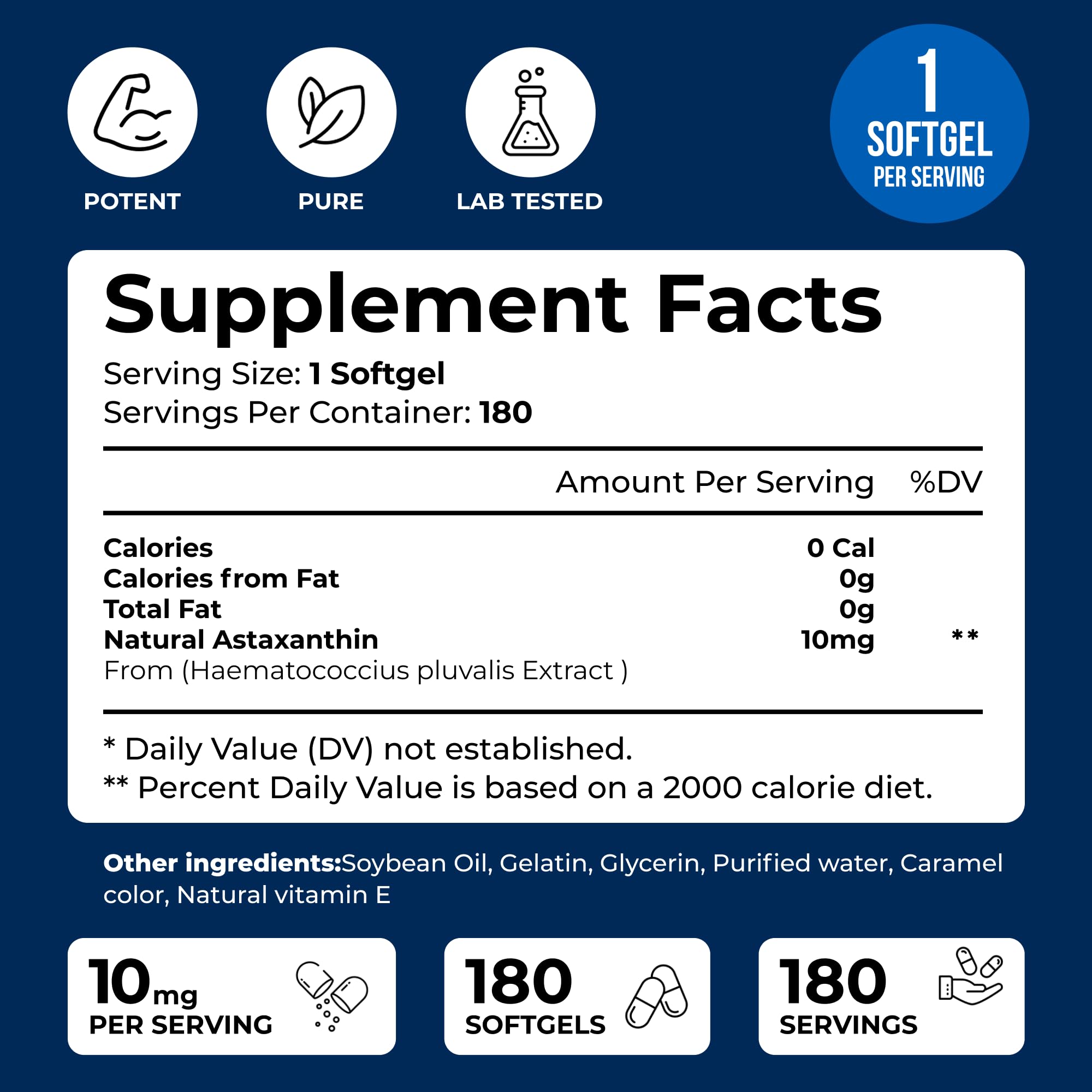 We Like Vitamins Astaxanthin label front highlighting 10 mg per serving.