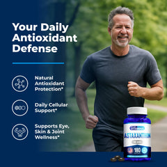 We Like Vitamins Astaxanthin softgel capsules in bottle for convenient daily use.