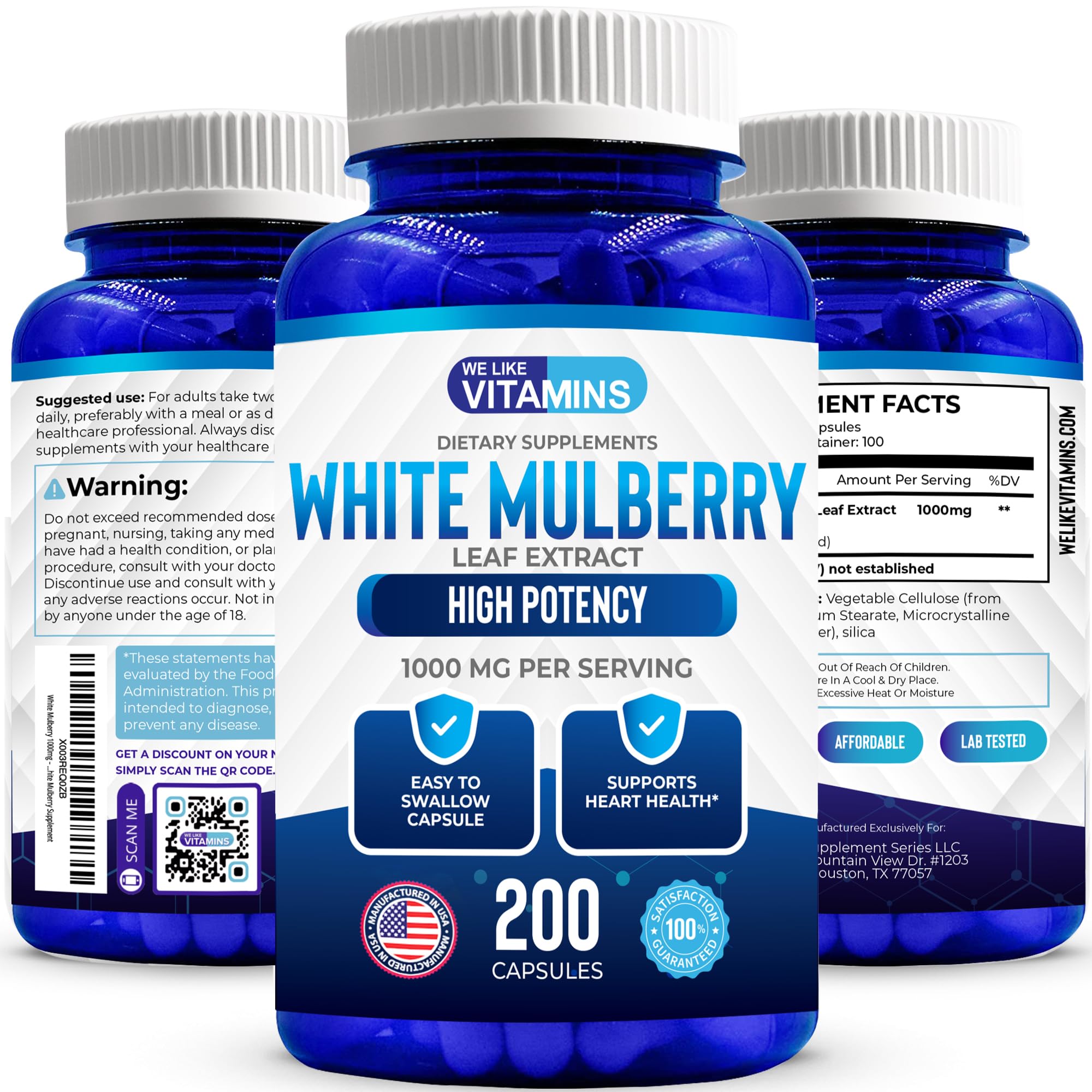 We Like Vitamins White Mulberry 1000mg bottle for daily wellness support