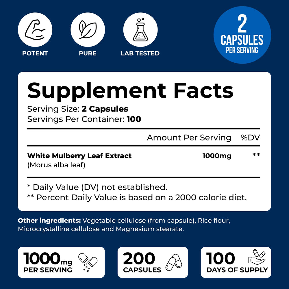 We Like Vitamins White Mulberry capsules offer a 200-count value
