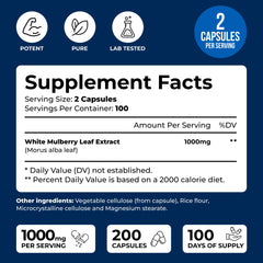 We Like Vitamins White Mulberry capsules offer a 200-count value