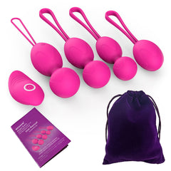 WEAHON Kegel balls four-pack in pink with smooth silicone texture for progressive training.