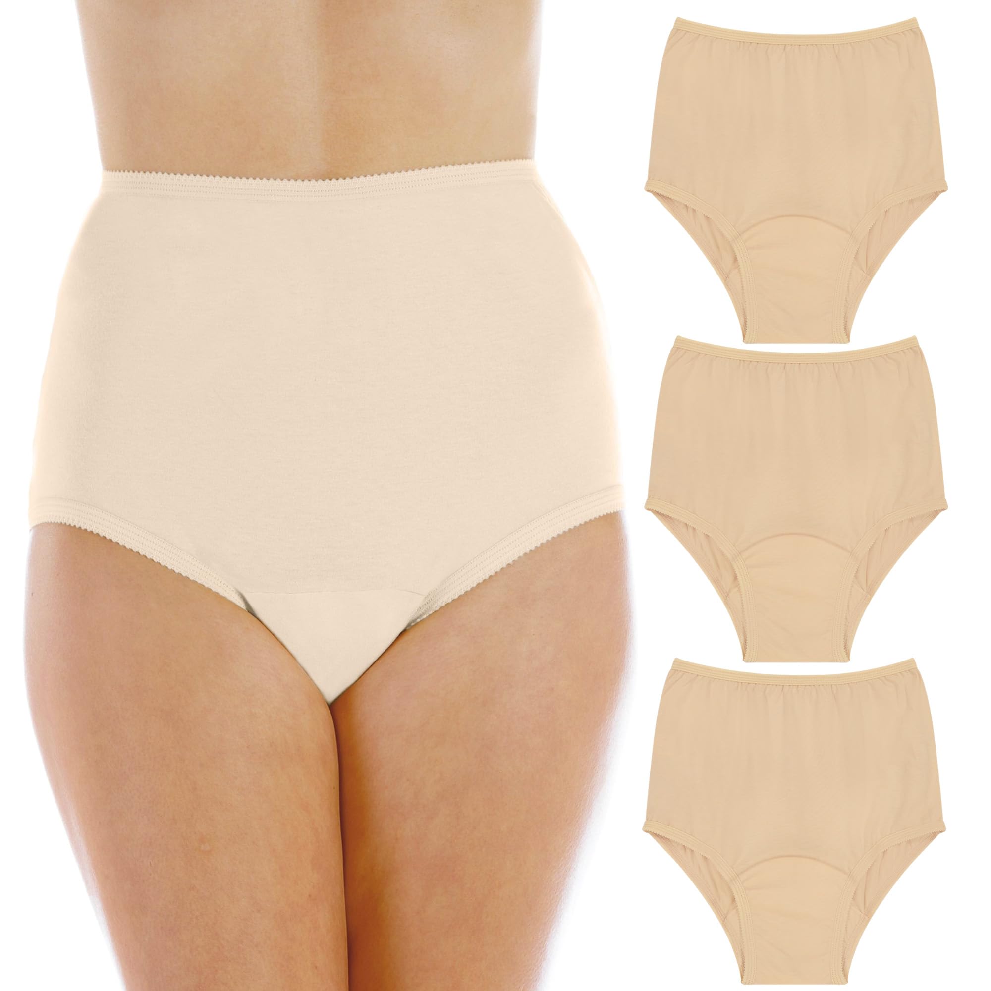 Wearever Women's Cotton Comfort Panties pack of 3 front view offering discreet protection for light leaks.