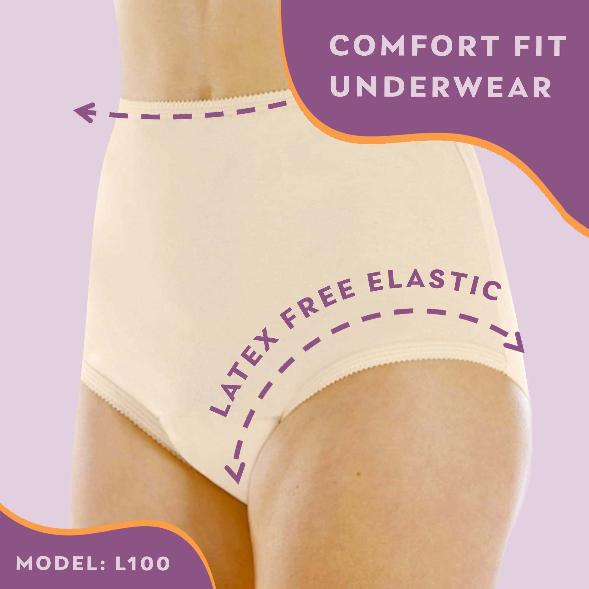 Wearever Cotton Comfort Panties washable tag closeup emphasizes reusable design for daily reuse.