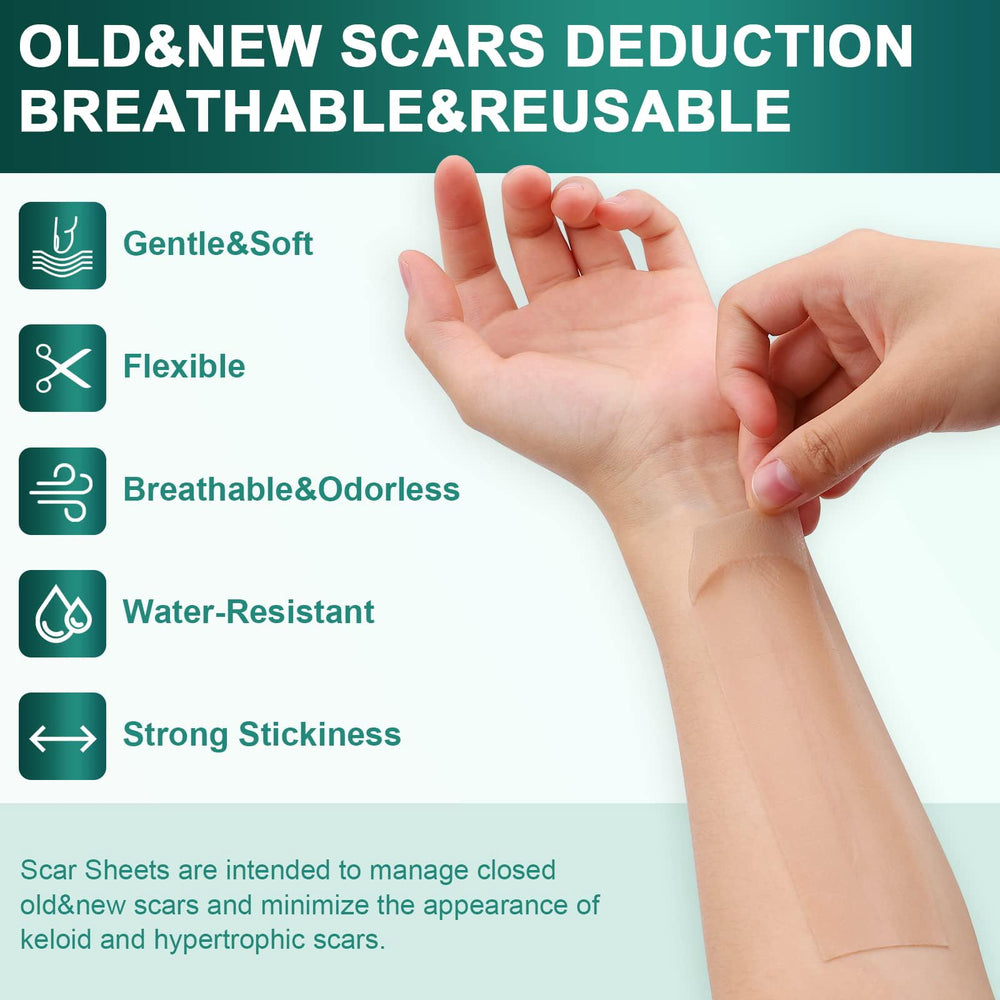 WeaShaemgLi silicone scar sheets on skin demonstrating comfortable wear under clothing