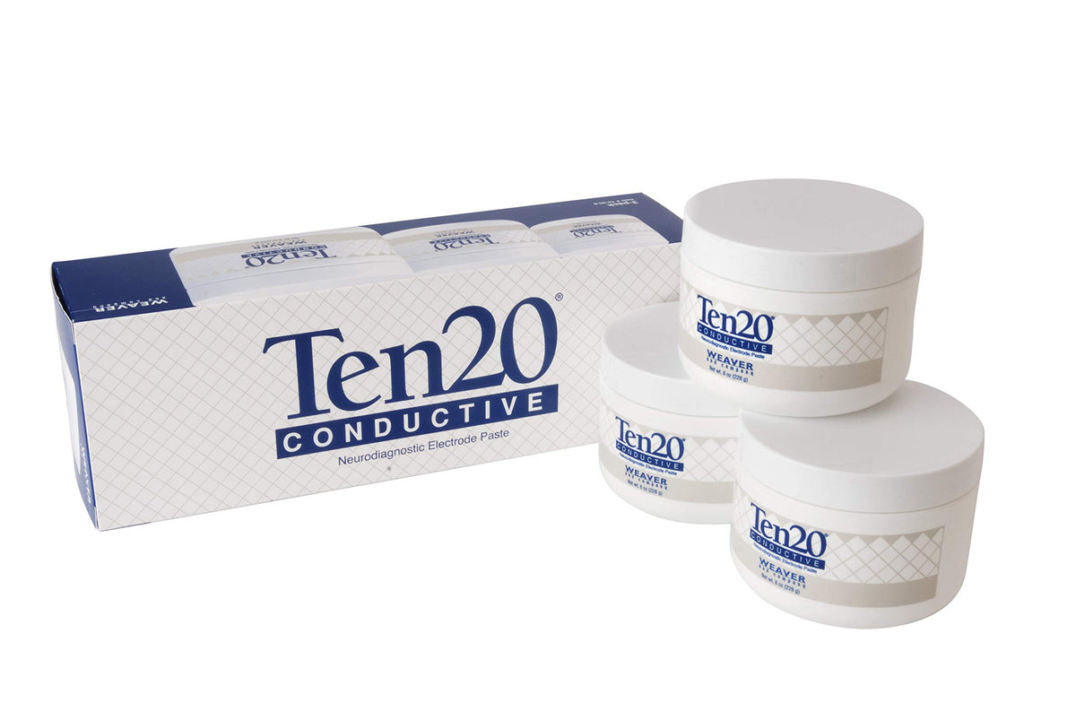 Weaver Ten20-8J conductive paste packaging, latex-free design for easy handling.