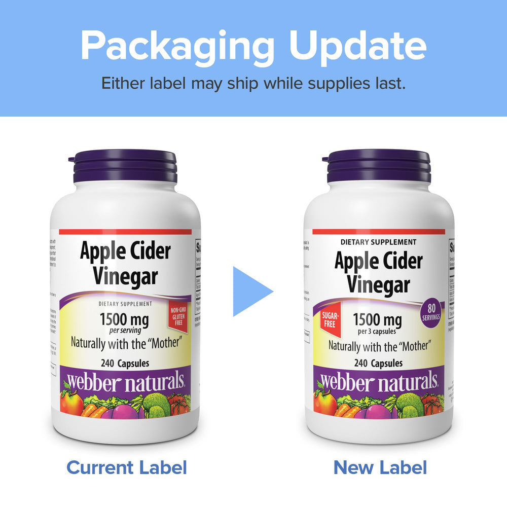 Webber Naturals ACV capsules full bottle ready for daily routine.