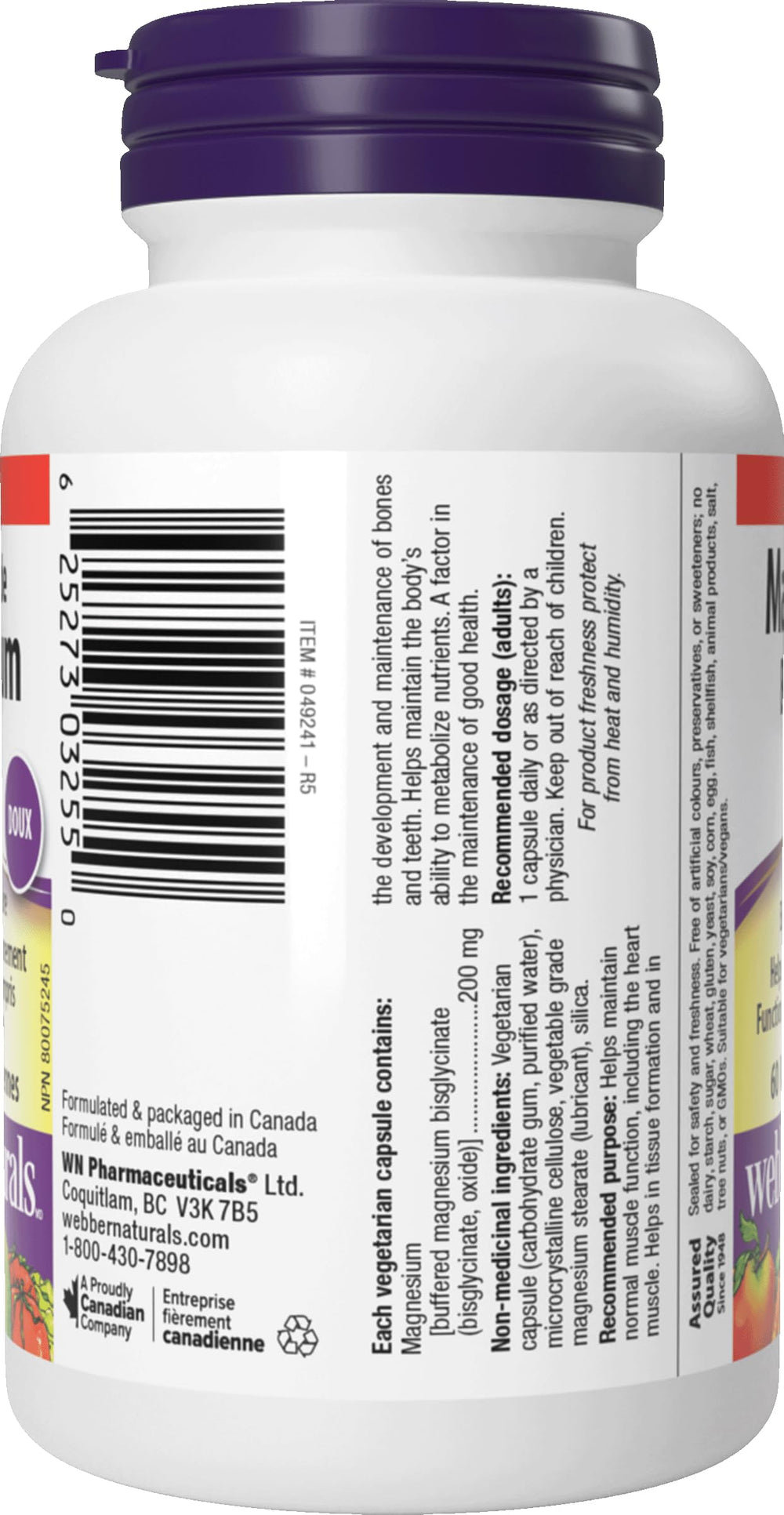 Webber Naturals Bisglycinate aids tissue formation and metabolism.