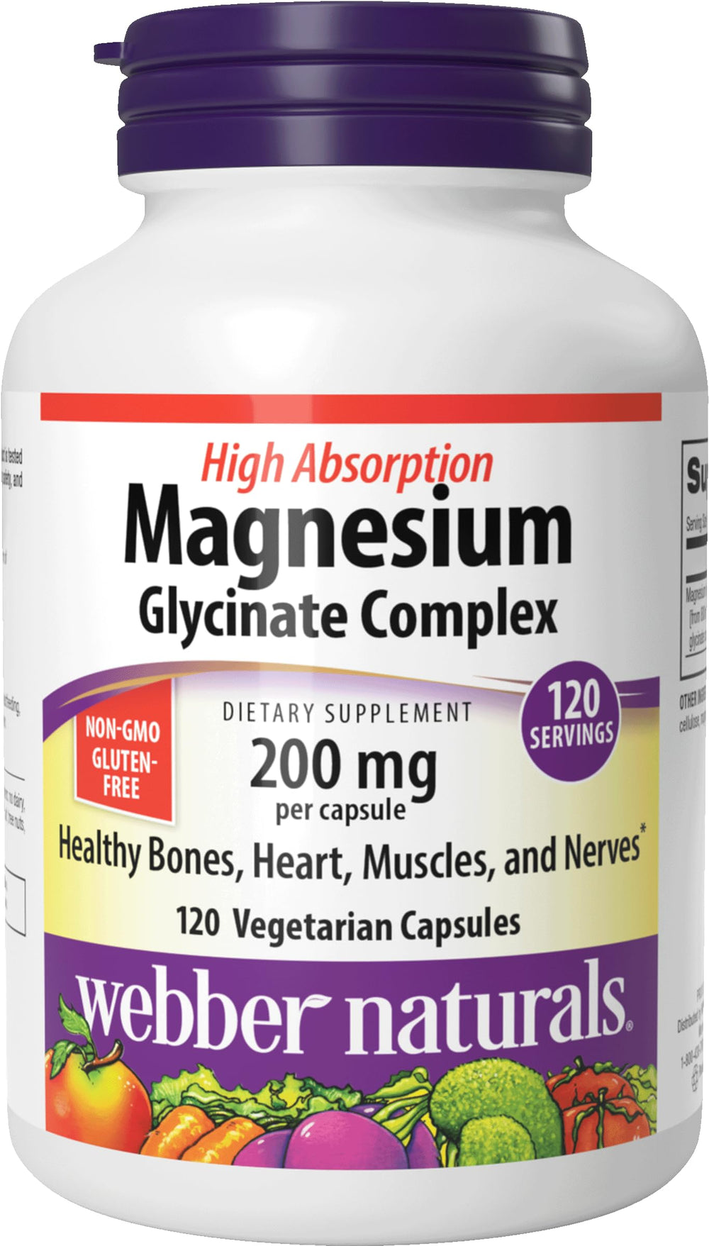 Webber Naturals Magnesium Glycinate Complex bottle with capsules for daily muscle support.