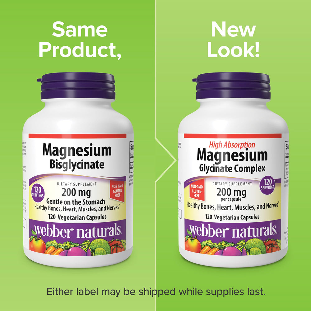 Webber Naturals nutrition panel showing calcium and potassium synergy.