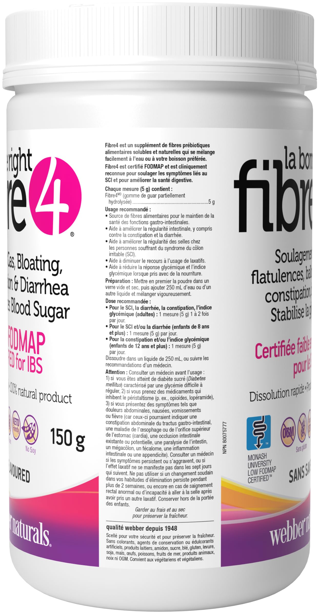 Webber Naturals Right Fibre4 unflavoured powder for cooking and drinks