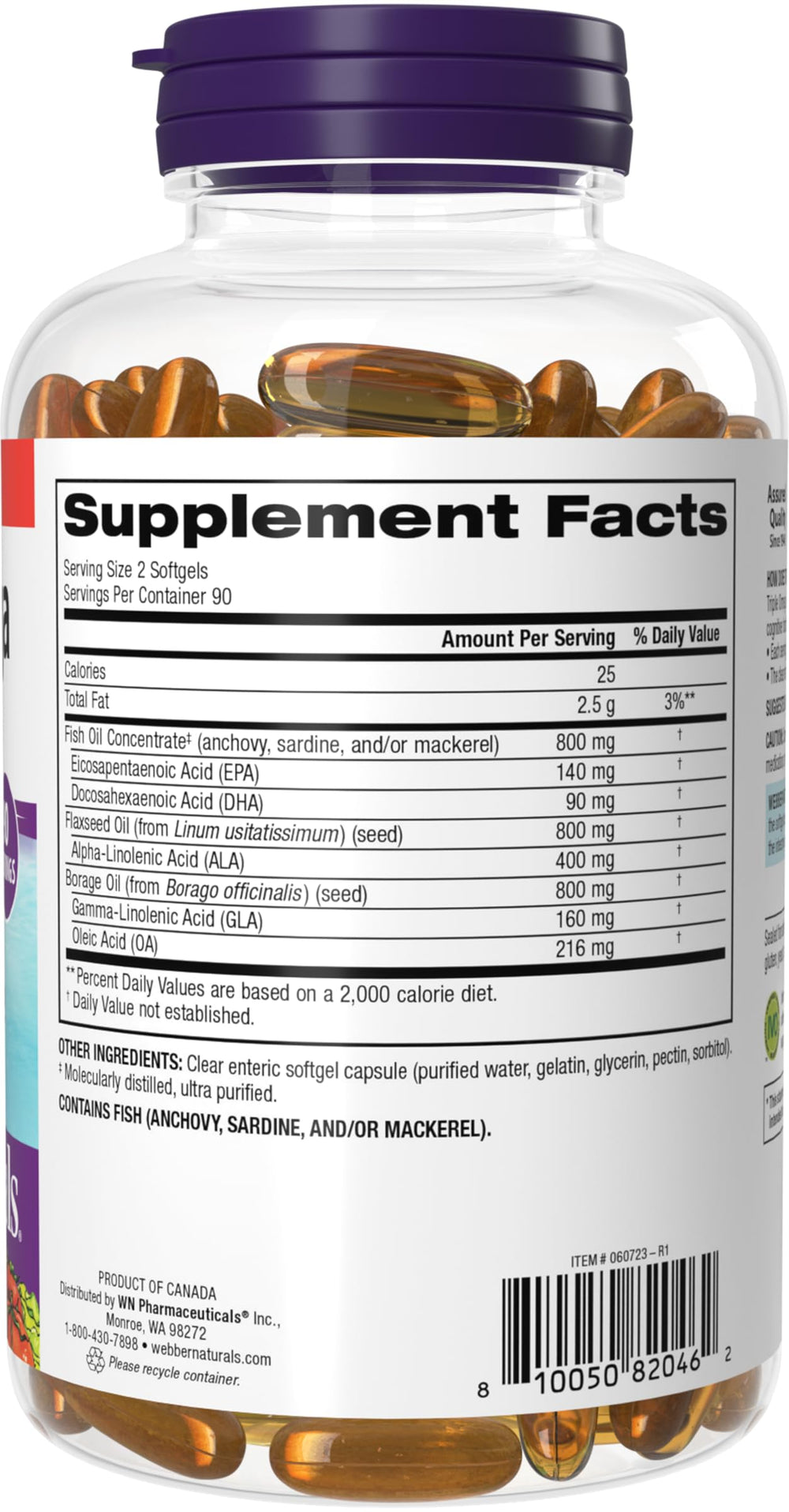 Webber Naturals dosage card suggests two-per-day routine for daily wellness.