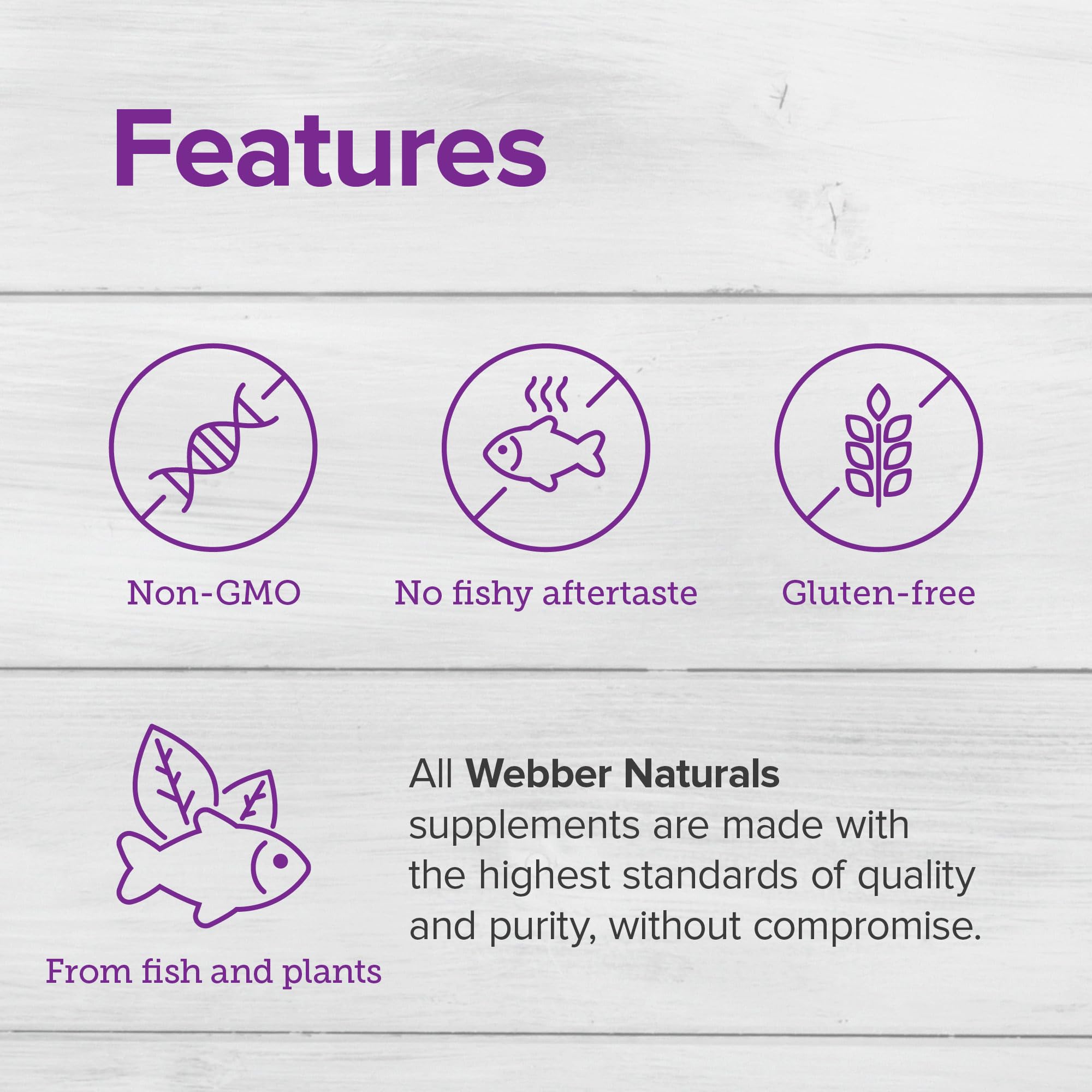 Webber Naturals softgels close-up highlights enteric coating for smoother absorption.