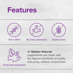 Webber Naturals softgels close-up highlights enteric coating for smoother absorption.