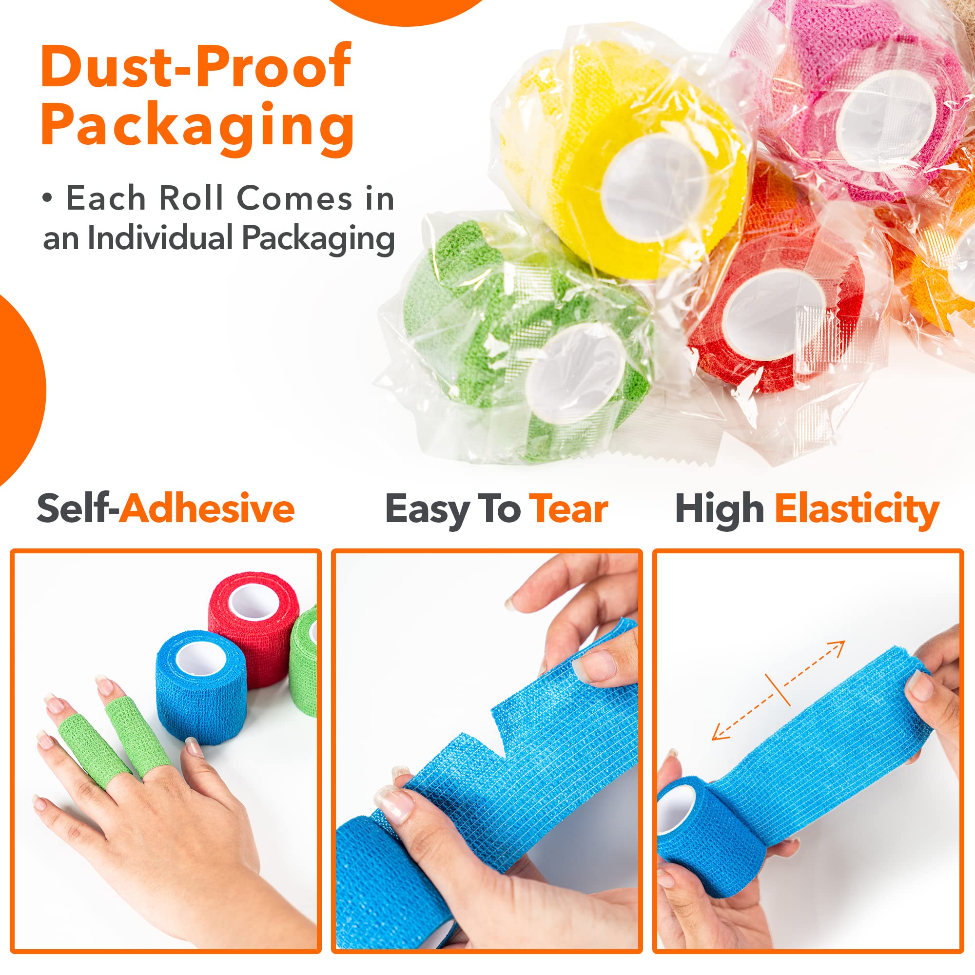 Pet-friendly WECAREZ bandage being used on a dog's leg for secure hold.