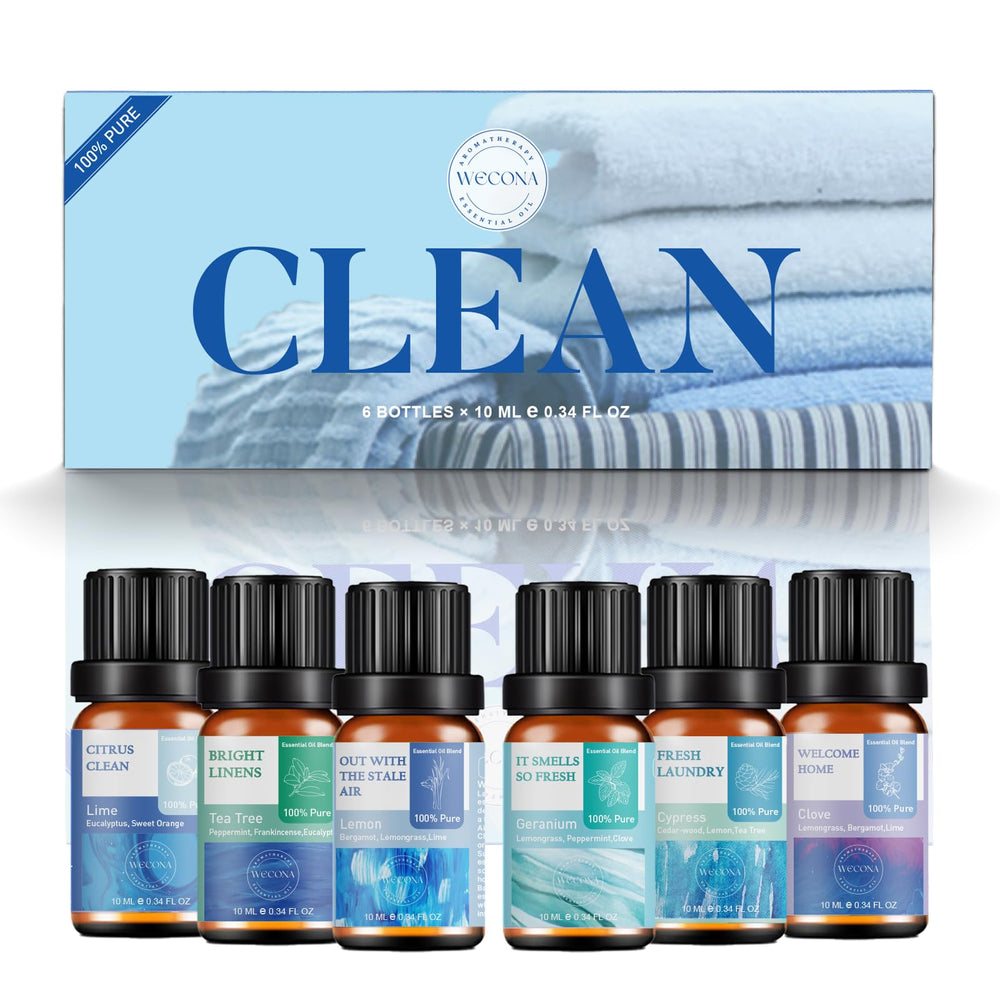 Wecona clean laundry oils six 10ml bottles refresh fabrics and linens