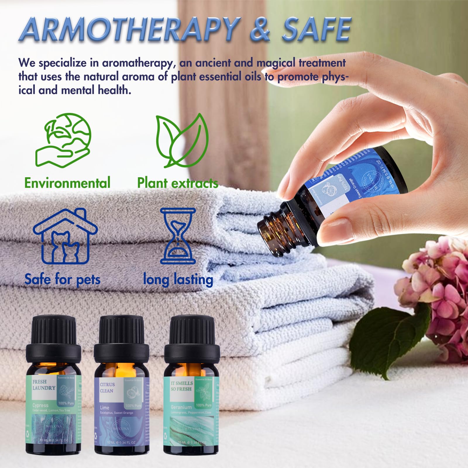 Wecona humidifier aromatherapy oils improve indoor air with soft fragrance
