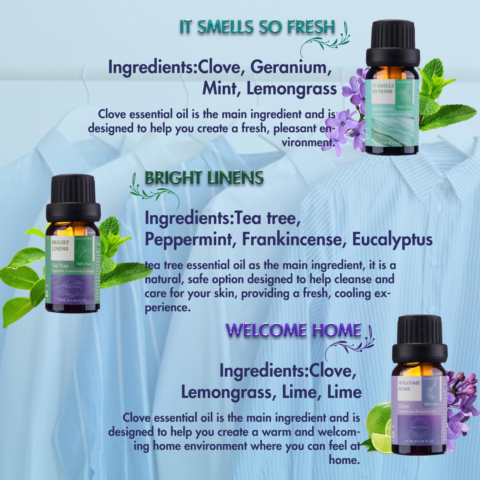 Wecona linen scent setup enhances fresh atmosphere around laundry area