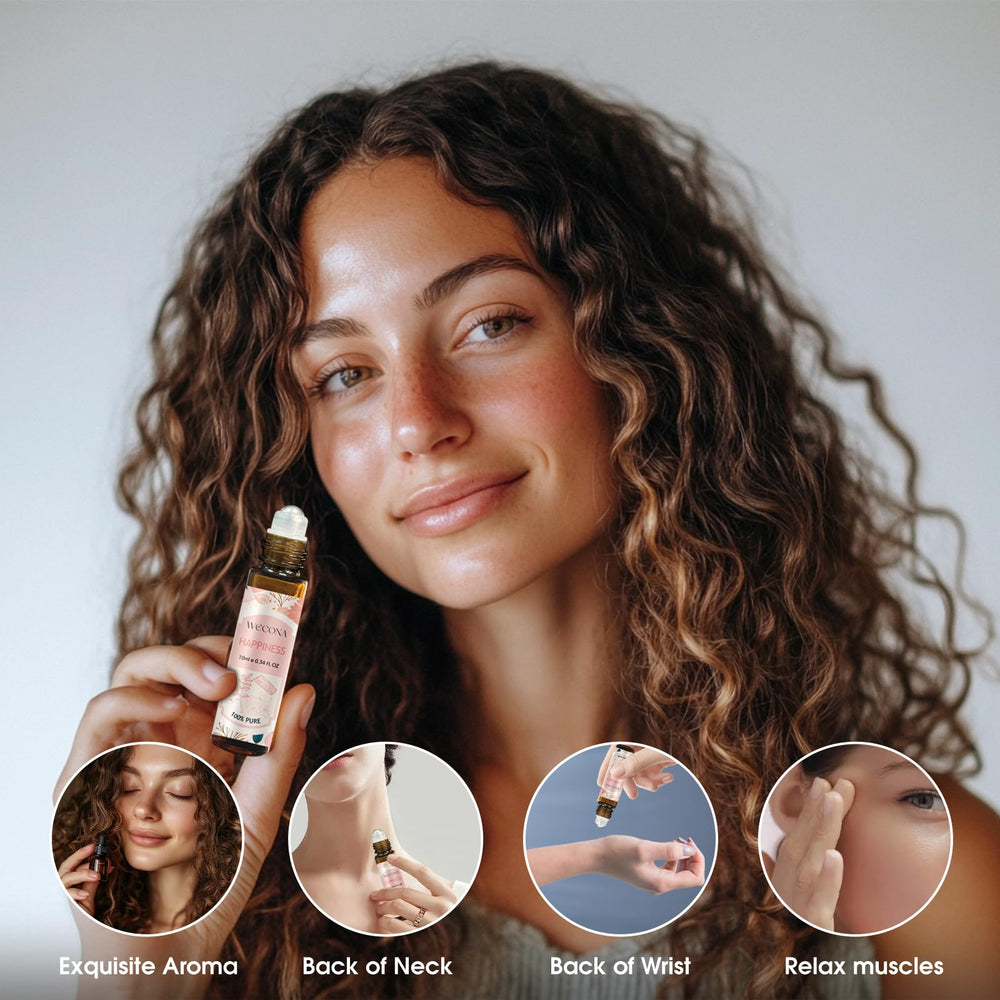 WECONA portable roll-on bottles in travel case for easy aromatherapy anywhere