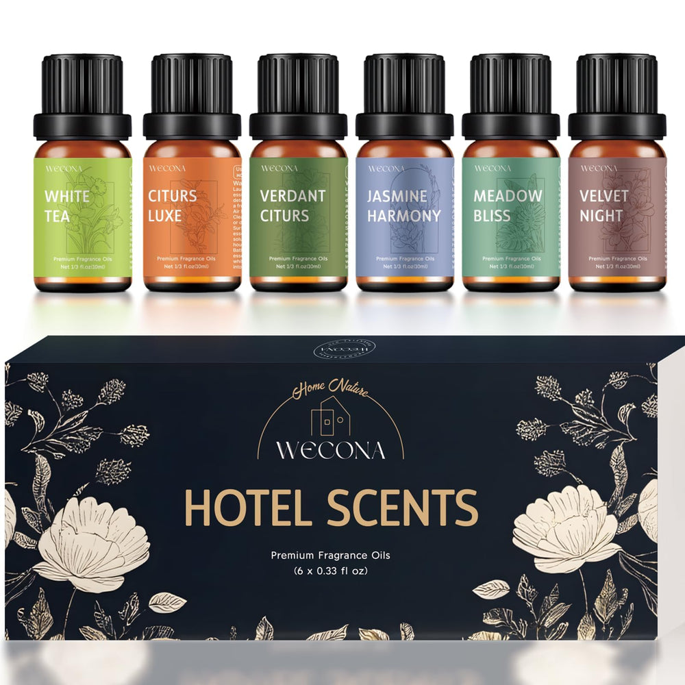 WECONA White Tea diffuser oils in a 6x10ml set for a calm, inviting room