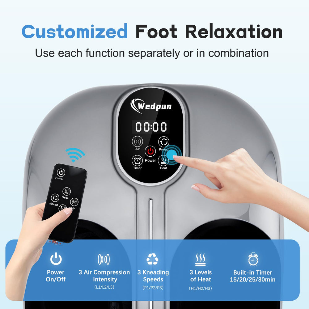 Wedpun Massager with Heat, side view, adjustable kneading and heat for personalized relief.